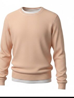 Olivaceous Men's Crewneck Sweater in Soft Peach